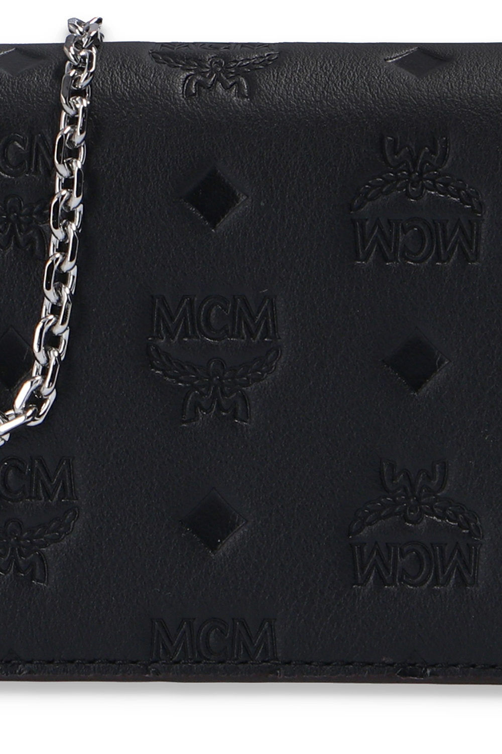 mcm coated canvas wallet on a chain